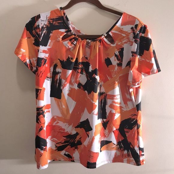 Mandy Evans Tops - Mandy Evans Printed Beaded Collar Blouse
